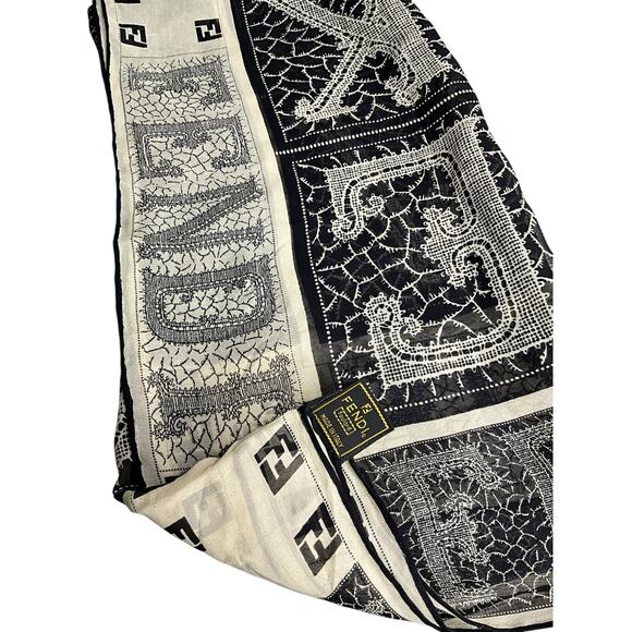Fendi Black Silk Scarf - Picture 3 of 3